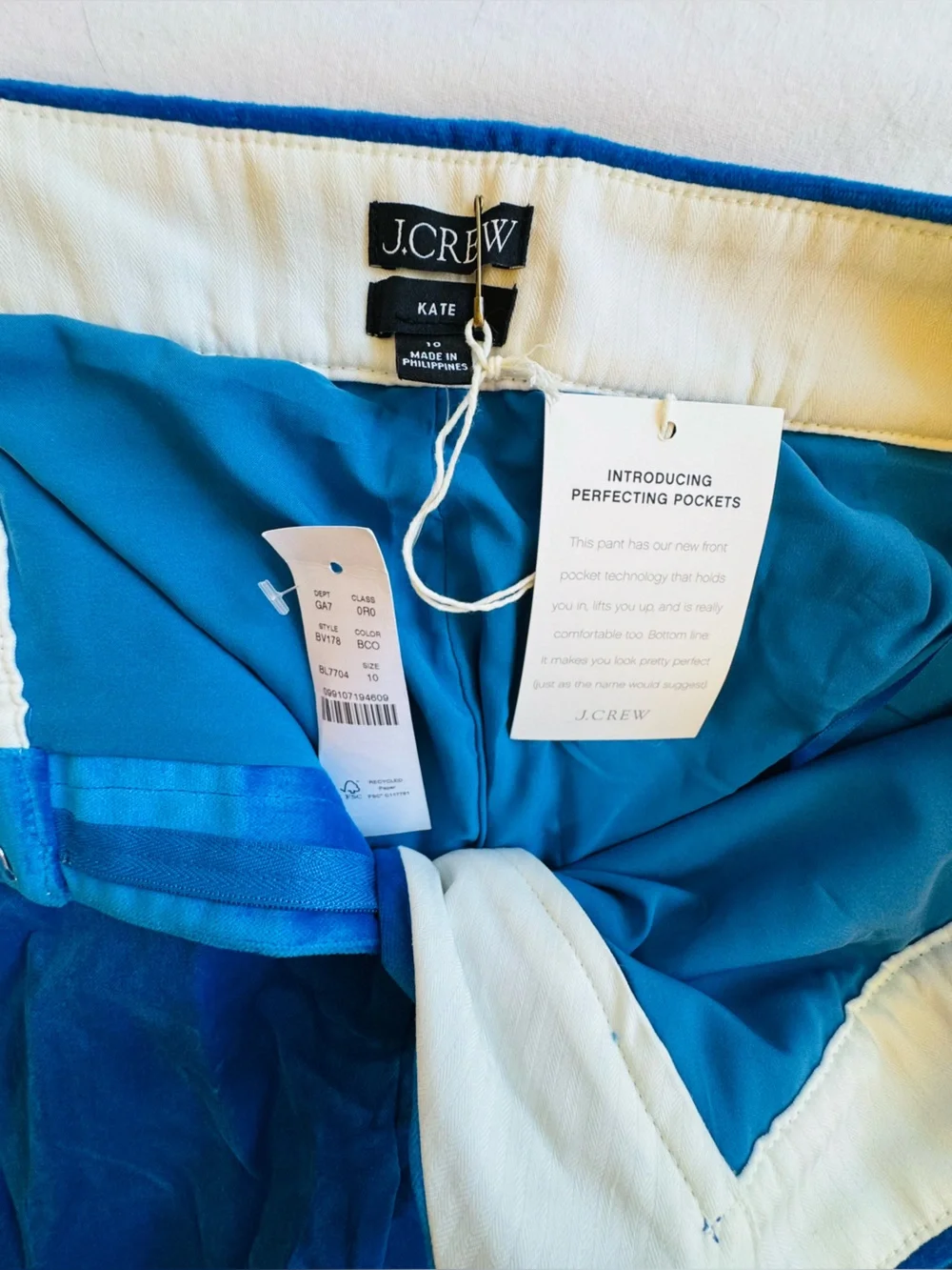 NWT J.Crew Blue Stretch Velvet Suit Set - Size 10 Blazer & Pants
